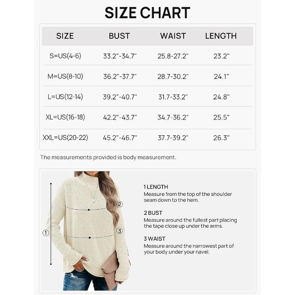 Women Long Sleeve Turtleneck Cozy Knit Sweater Casual Loose Pullover Jumper Tops - Picture 5 of 5